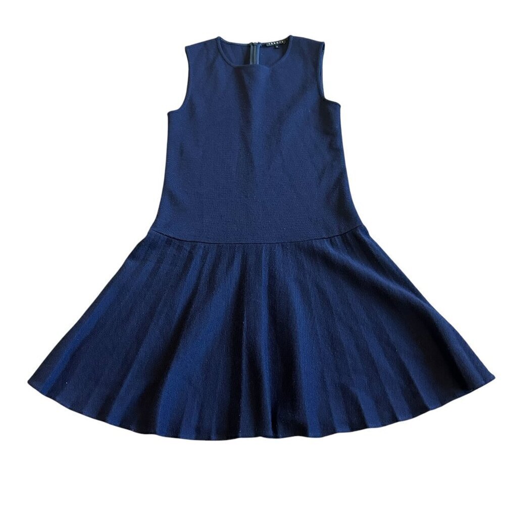 Theory Sleeveless Navy Wool Blend Fit N Flare Dress Skater Mini Size 0 Women's